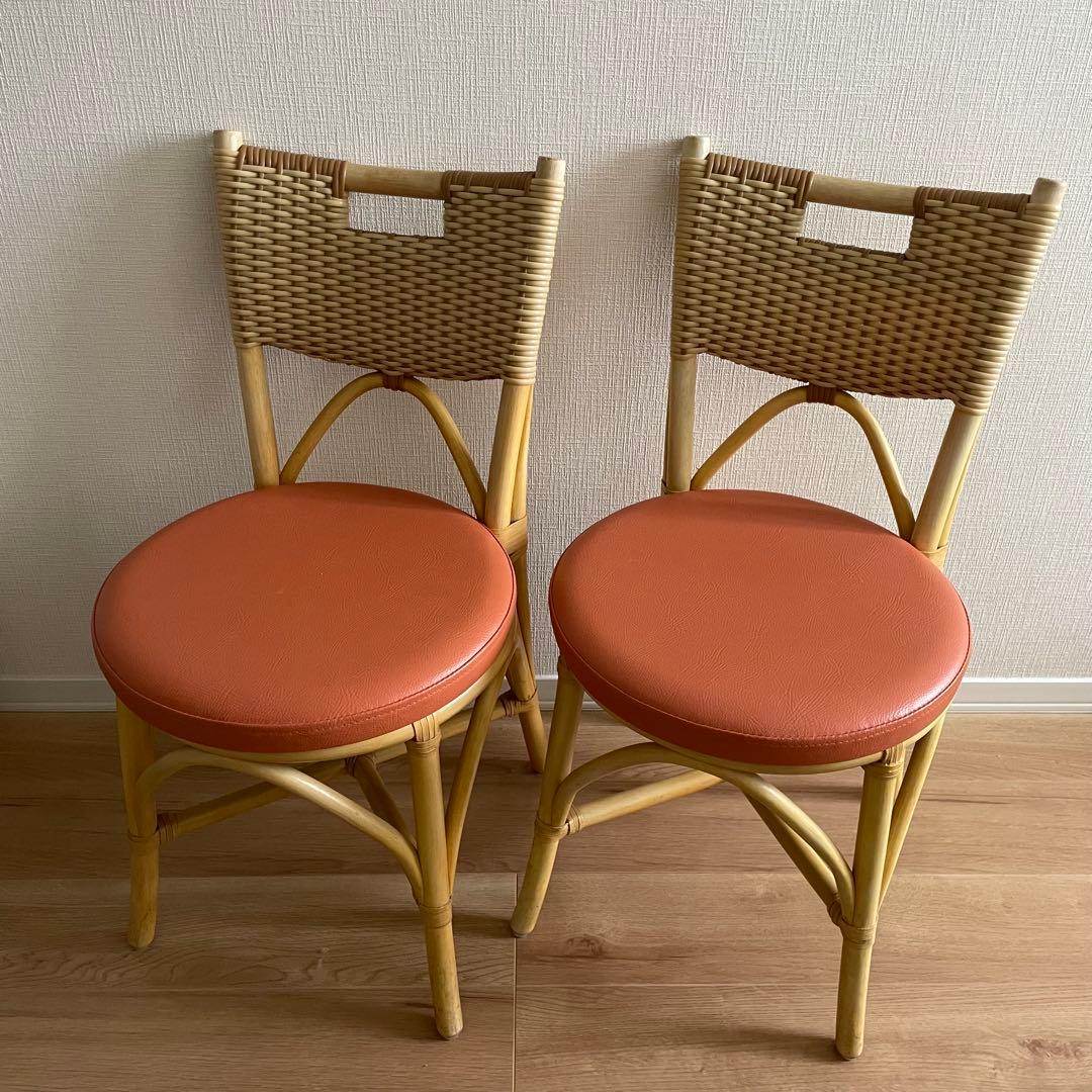 【美品】軽くて丈夫　ラタンチェア　　椅子　2脚セット