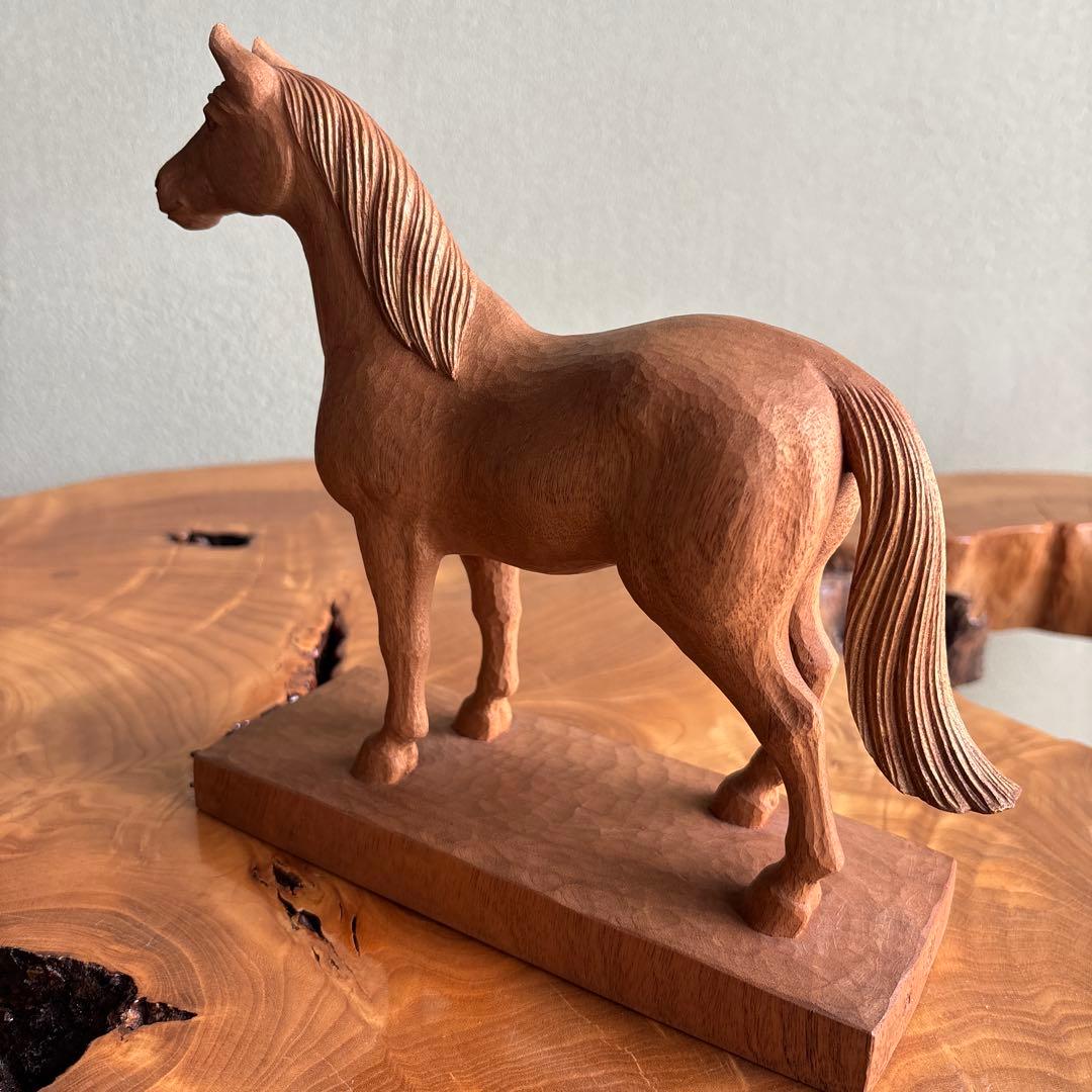 「馬」高野五聖 干支置物 木彫 細密彫刻 共箱
