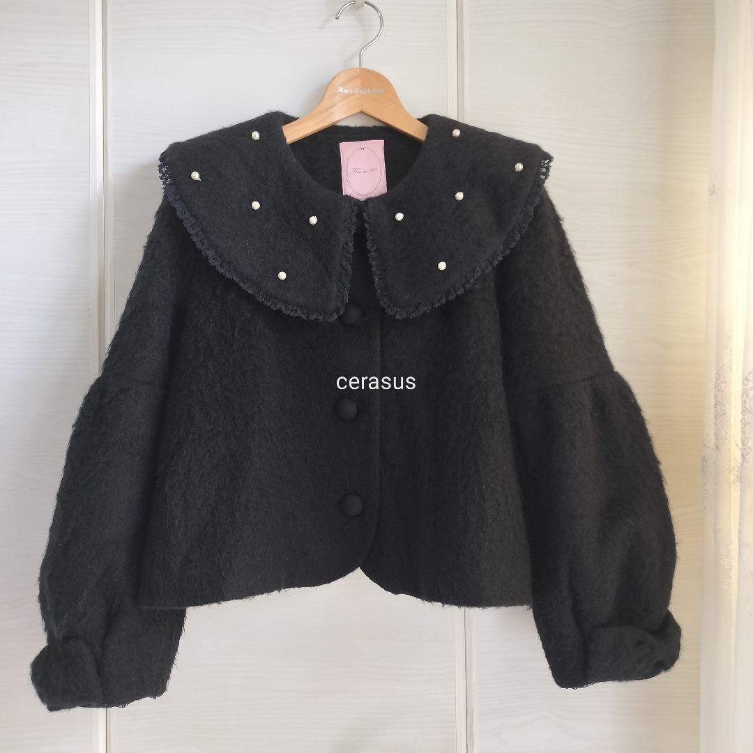 ■Maria pipi パールカラーシャギーショートコート ブラック マリアピピ