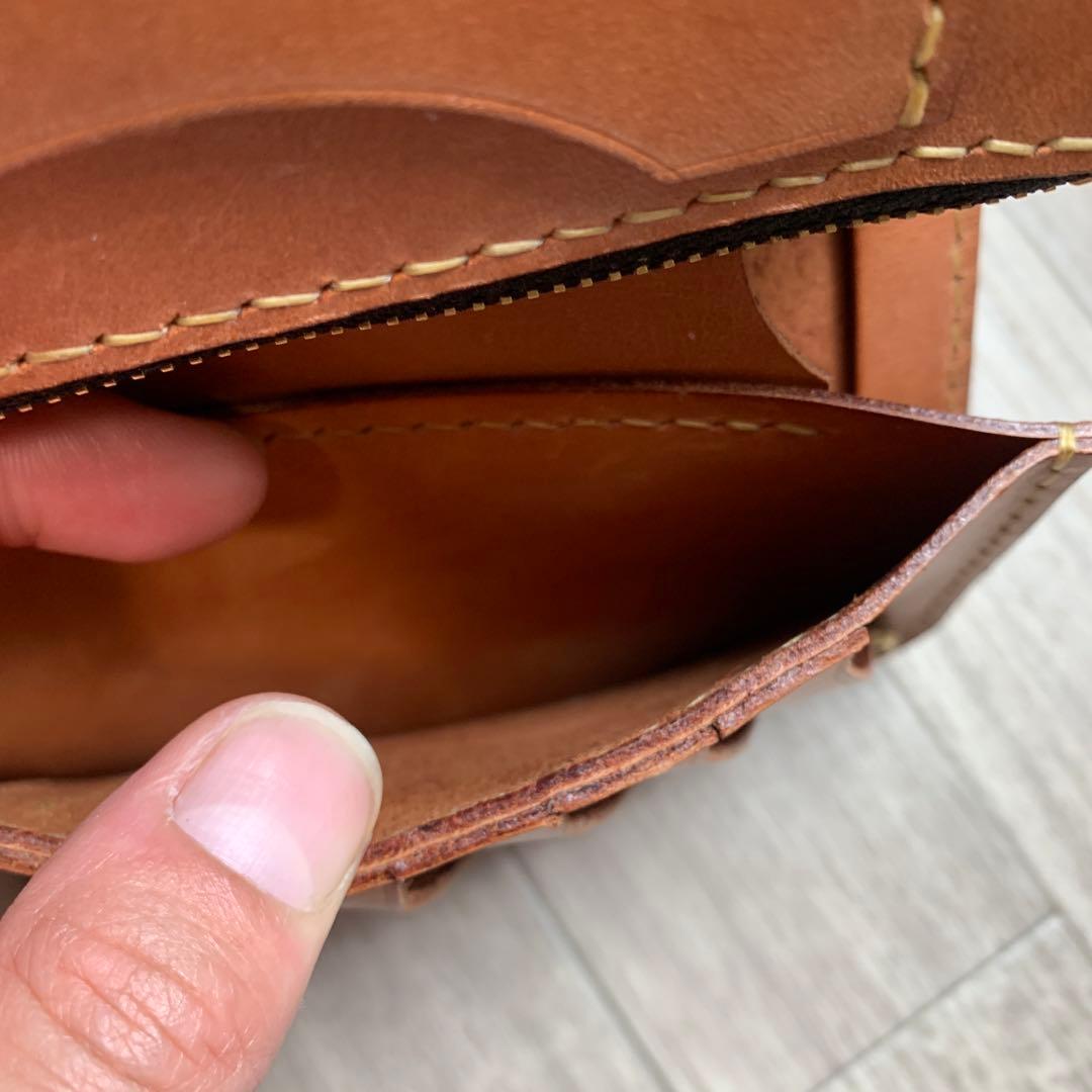 【茶芯】ブラック×ブラウン　トラッカーウォレットミドル　真鍮　お札を折らずに収納