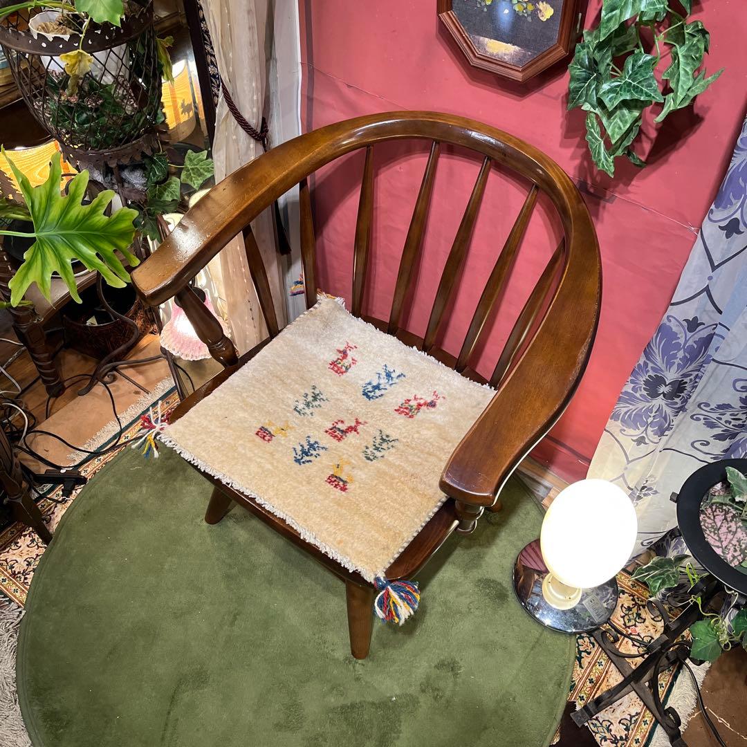 L３　オールドヴィンテージ 柏木工 ３６０度回転　ブナ無垢材　アームチェア