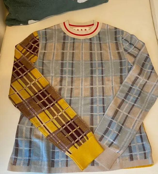 専用さま…美品マルニ　ニット　セーター　クルーネック　コットンリブ編み　チェック