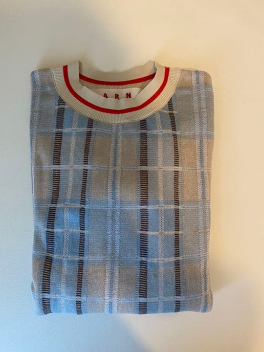 専用さま…美品マルニ　ニット　セーター　クルーネック　コットンリブ編み　チェック