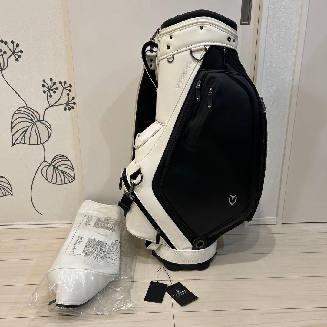 Vessel キャディバッグ 白黒 多機能ポケット付き