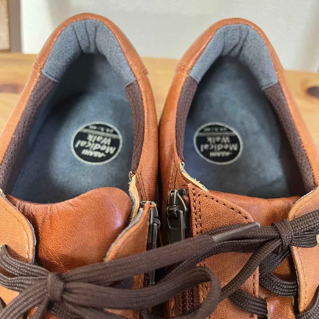 未使用✨アサヒ メディカル ウォーク　24.5cm ブラウン　レザースニーカー