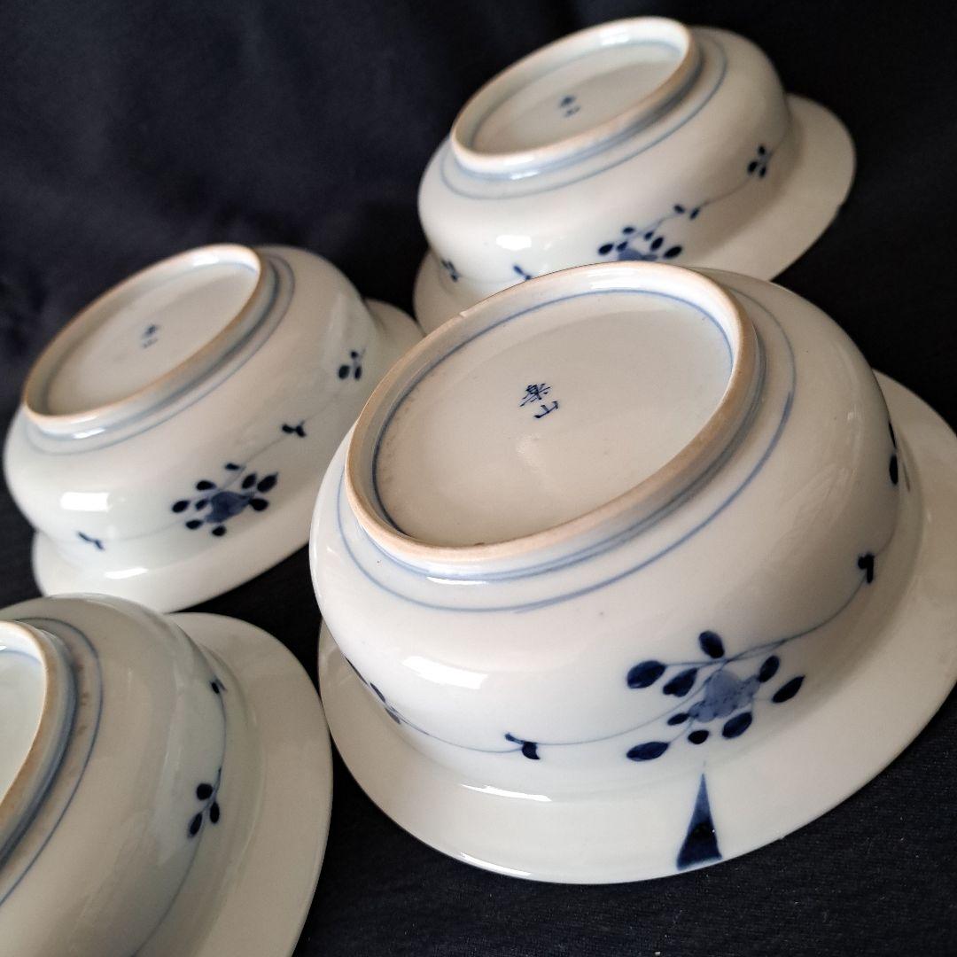 「繊細優美 染付の美！平戸(ひらど)焼」向付4客セット 骨董アンティーク