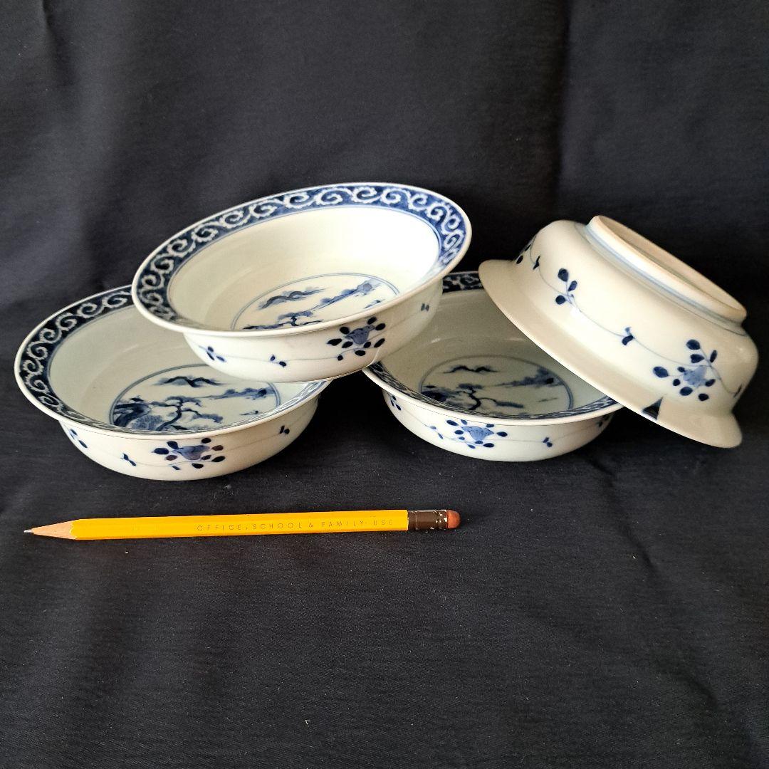 「繊細優美 染付の美！平戸(ひらど)焼」向付4客セット 骨董アンティーク