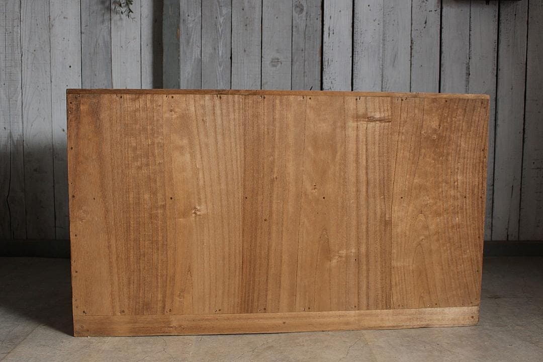 味のある前面ガラスの引き出し2段　食器棚　シャツケース　収納棚　古家具