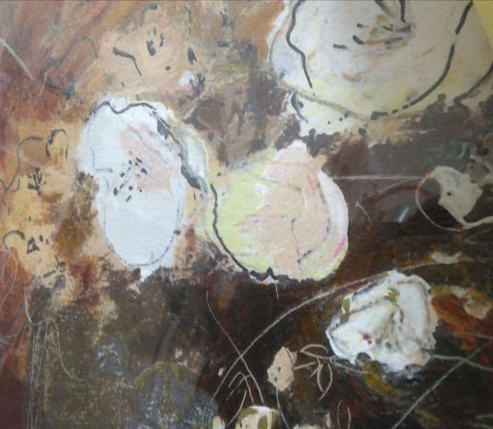 アンドリューフランシス作「白い花」絵画　送料込み　抽象画　111㎝×87㎝