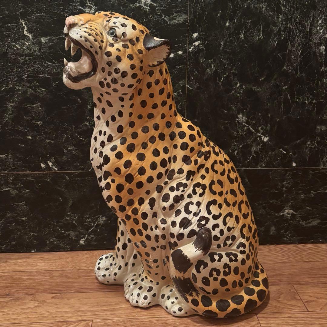 美品！豹　特大　陶器　置き物　インテリア　オブジェ　イタリア製