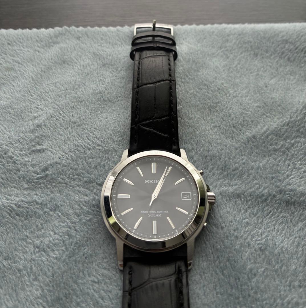 SEIKO セイコー 電波ソーラー 腕時計 レザーベルト メンズ