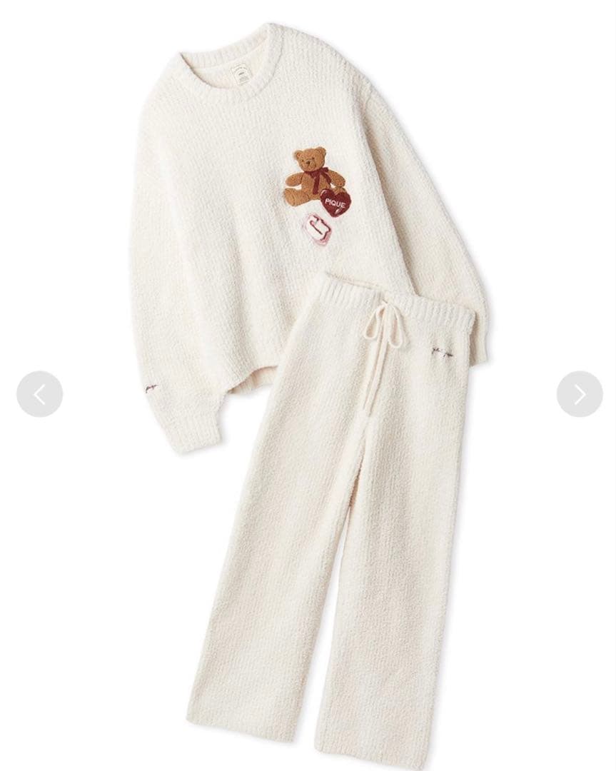 ジェラートピケ ベビモコベアさがらプルオーバー＆ロングパンツセット アイボリー