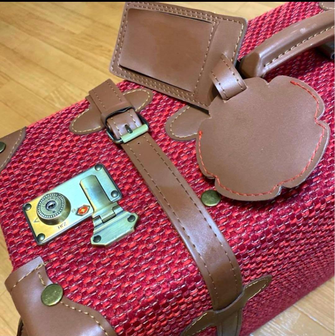 HANAism赤 可愛いトランク型キャリーケースキャリーバッグスーツケース中型M