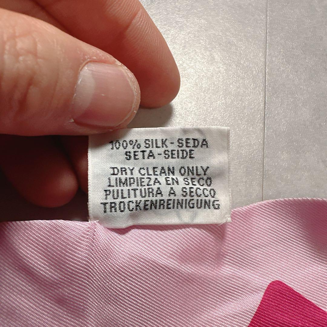 HERMES エルメス ピンク ツイリー シルク スカーフ タイスカーフ