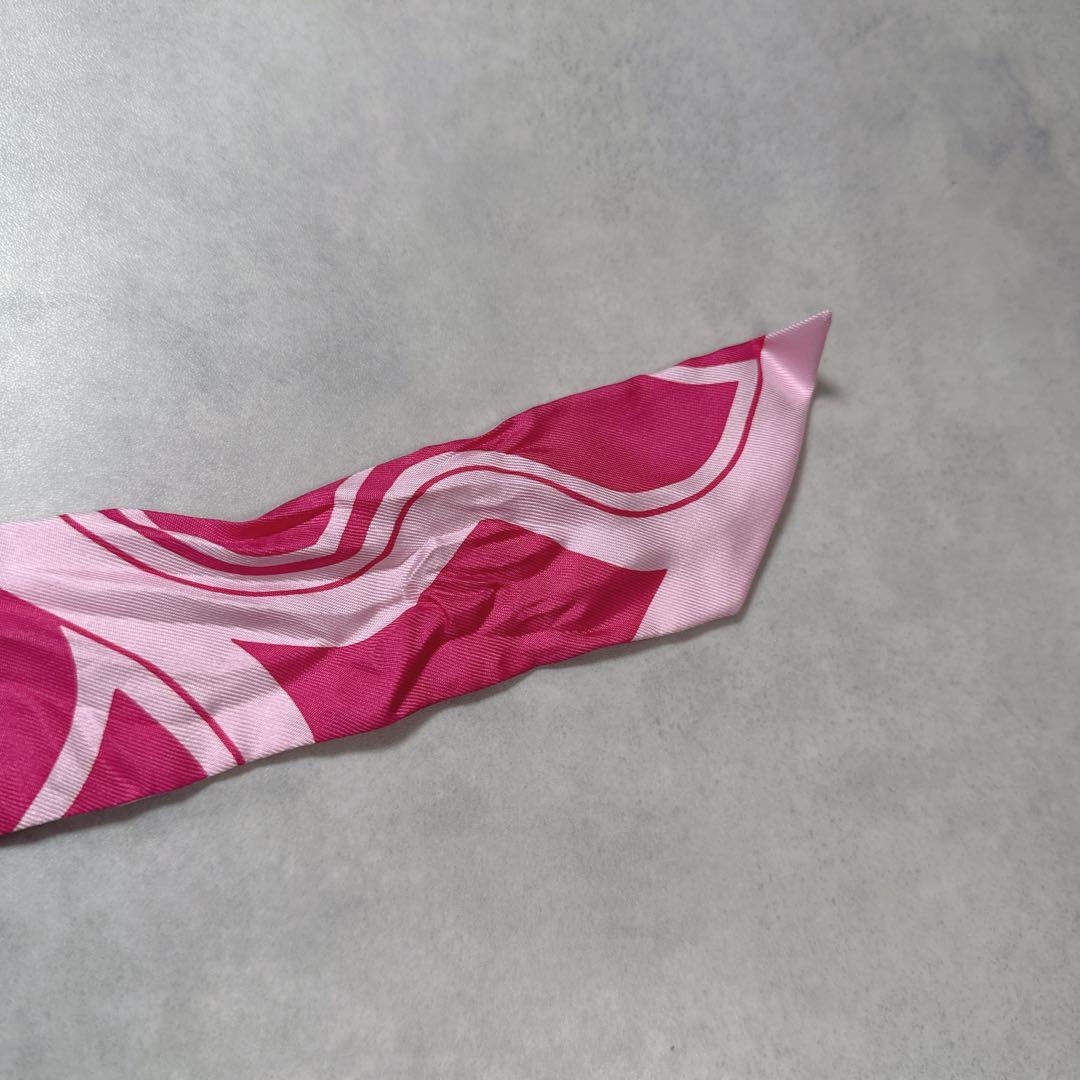 HERMES エルメス ピンク ツイリー シルク スカーフ タイスカーフ