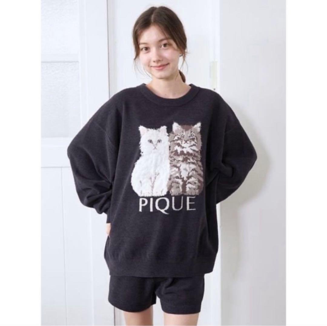 ジェラートピケ ツインキャットジャガードプルオーバー＆ショートパンツ