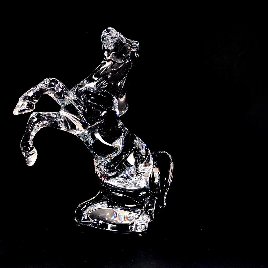 【美品】バカラ／クリスタル いななく馬 ホース 彫刻 置物／BC368