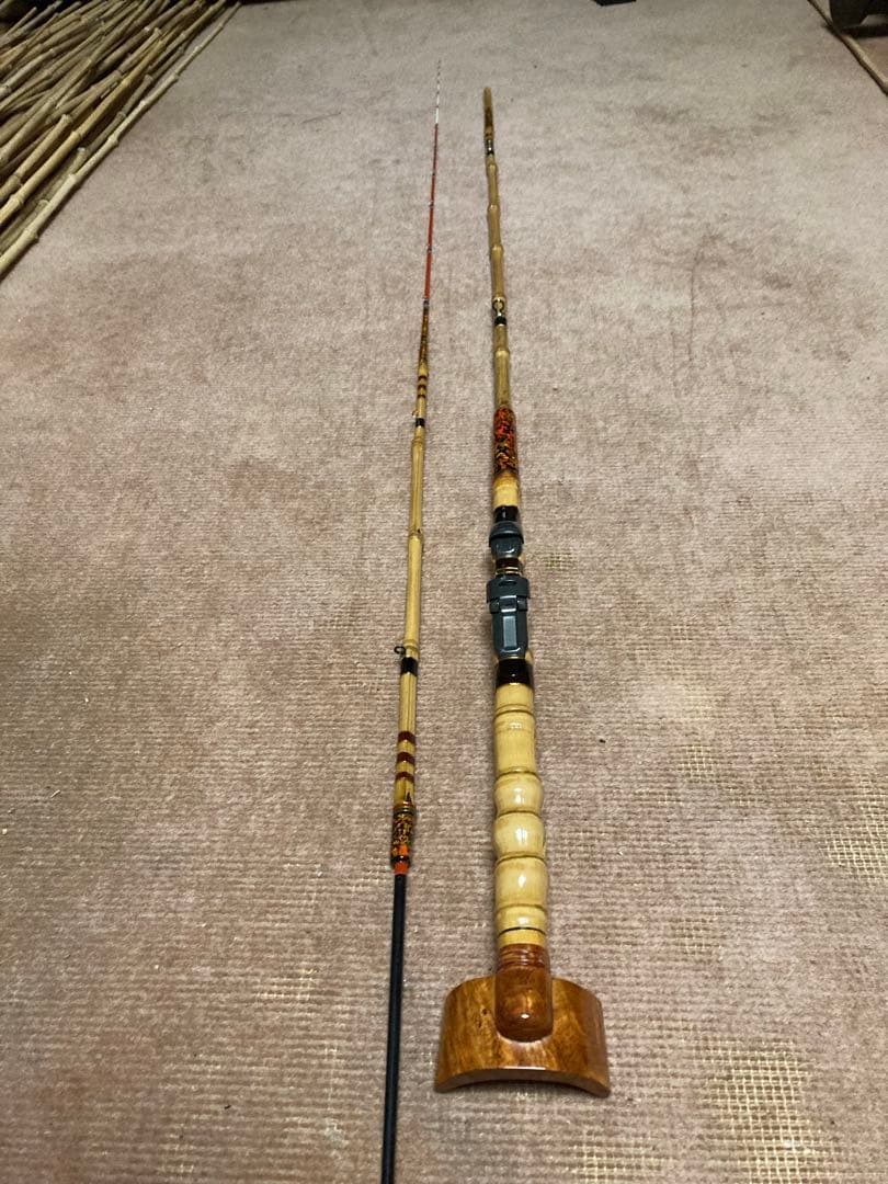 竹竿　自作（落とし込み）肘当て付布袋竹