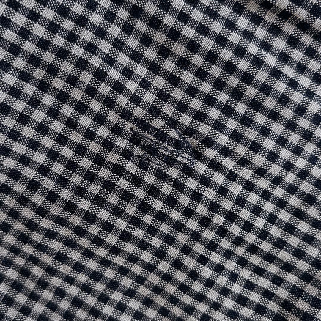 可愛い♡ババグーリ ノーカラーコート ギンガムチェック リネン混 Aライン M