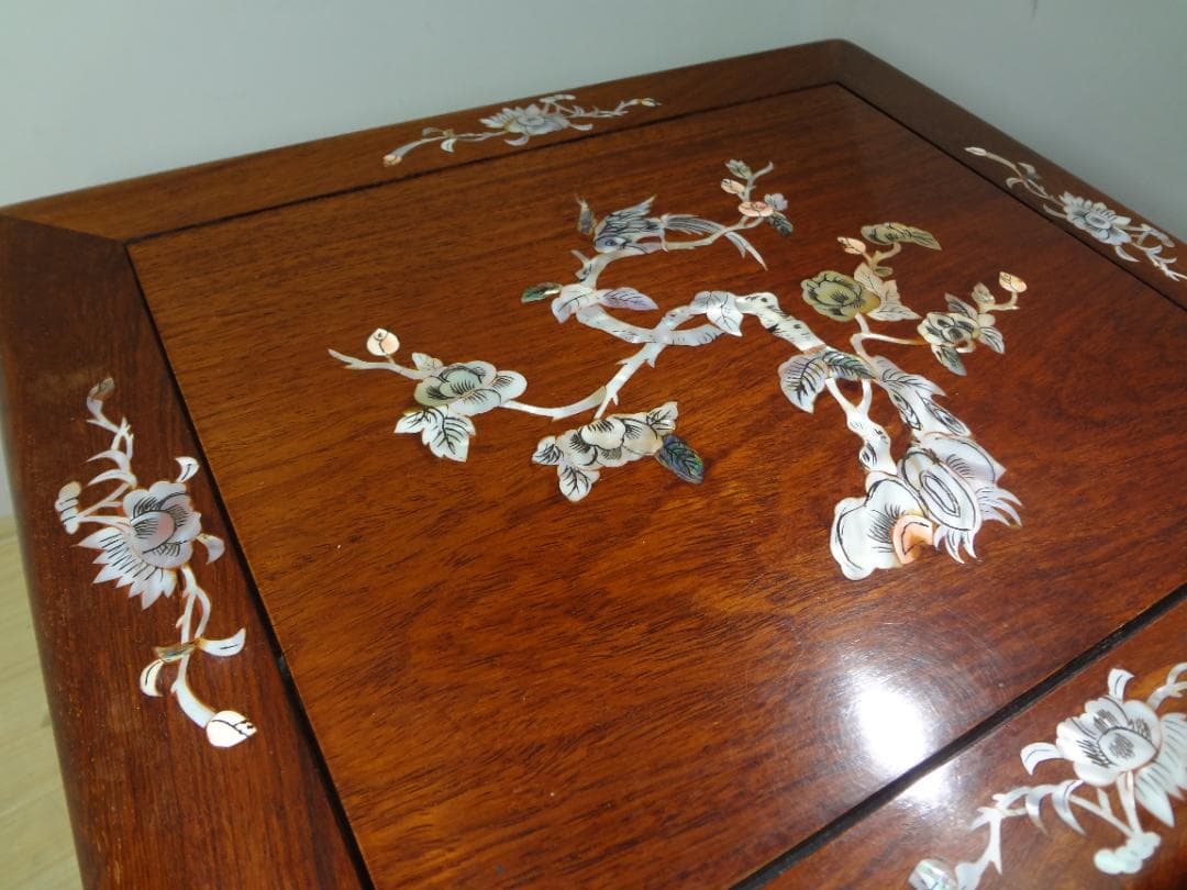 ✨美品✨　天然木　花梨　唐木　螺鈿細工　引き出し3段ミニチェスト