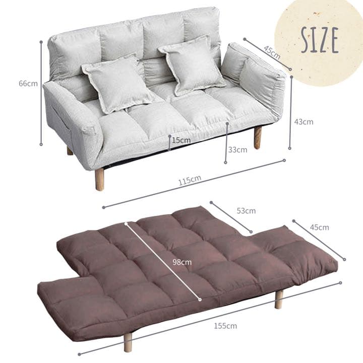 マルチソファ ソファベッド 2人掛け　アイボリー