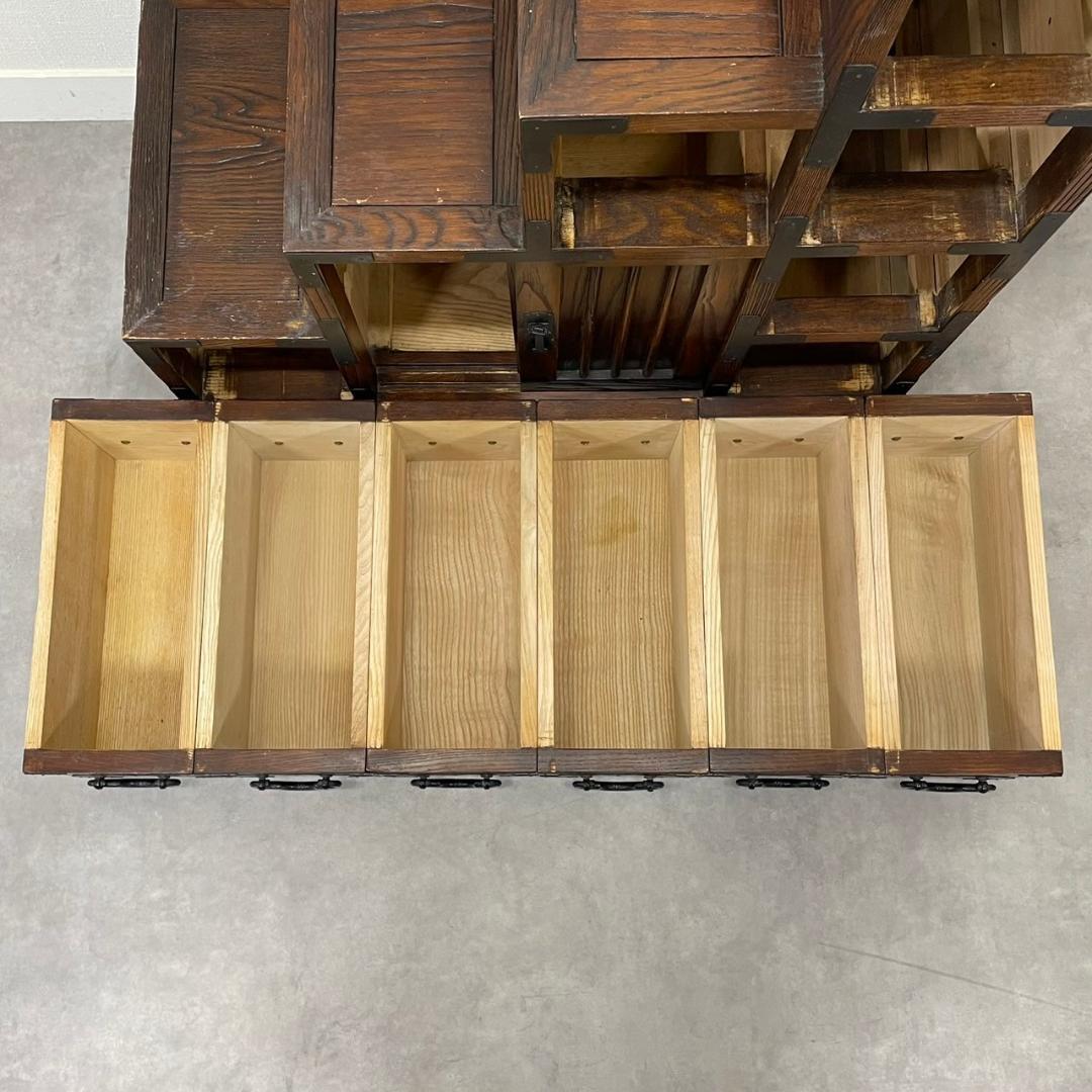 両面 階段箪笥 4段 飾り棚 民芸家具 小物入れ レトロ ヴィンテージ 和家具