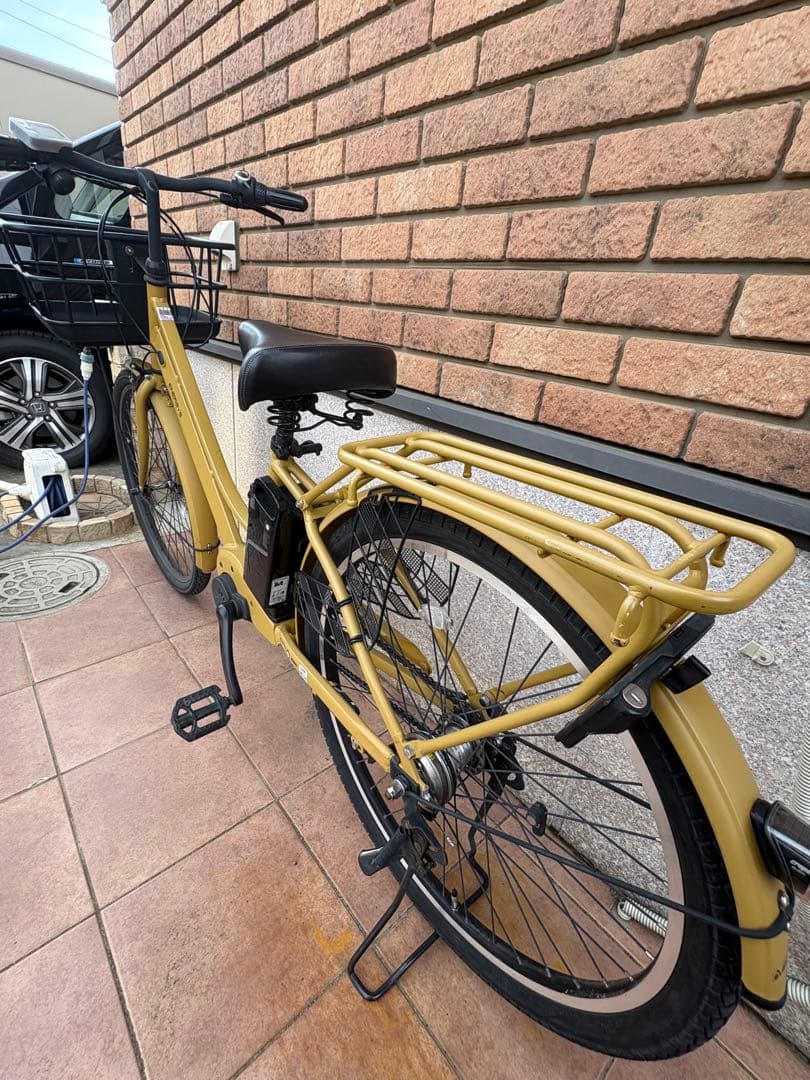 カーキ 電動アシスト自転車 前カゴ付き