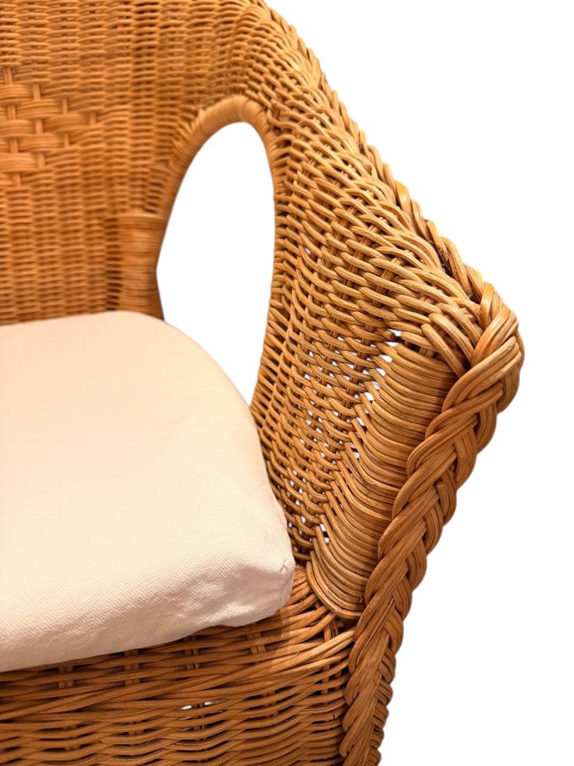 IKEA AGEN アーゲン ラタンチェア ホワイトクッション 藤椅子