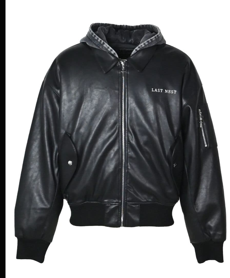 LAST NEST フード付きMA-1ジャケット ブラック