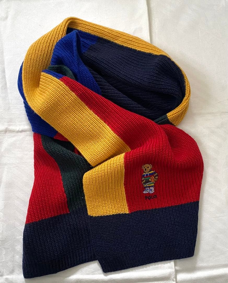 新品*ラルフローレン*ポロベア*マフラー*カラフルニット*