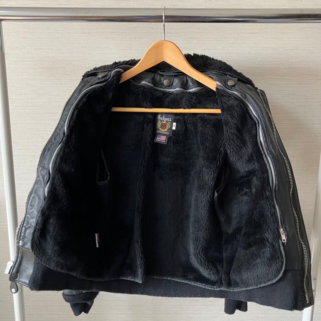 ミセス BACKBONE×Schott G-1レザーショットライダース