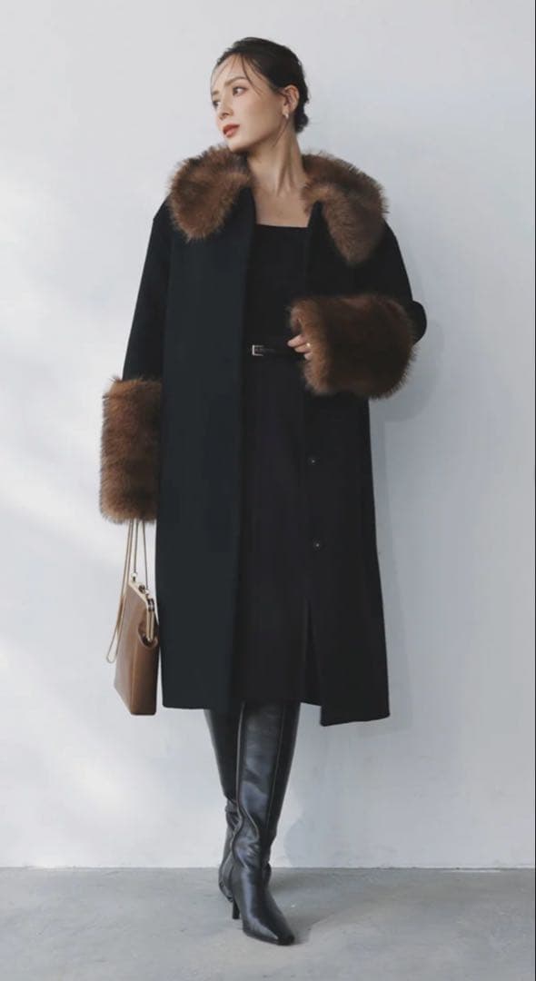 anuans ファートリムコクーンコート （BLACK）