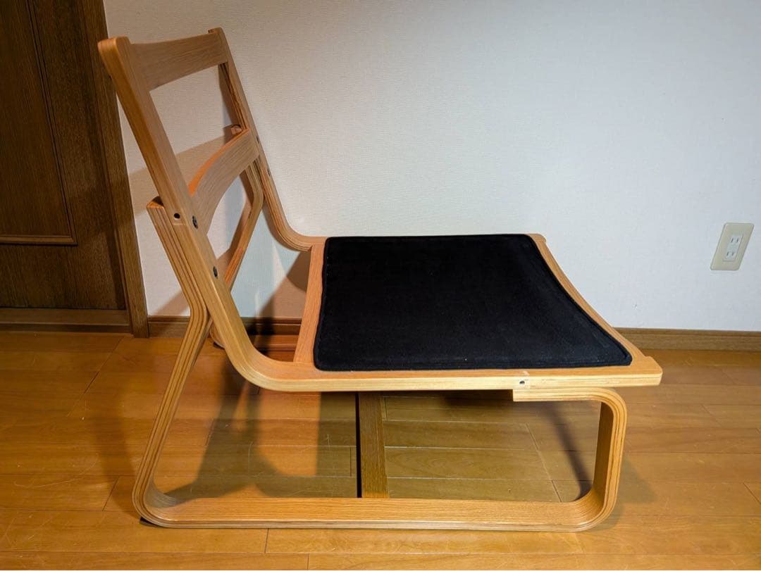 ■HT■無印良品リビングでもダイニングでもつかえるソファチェア 紺色オーク