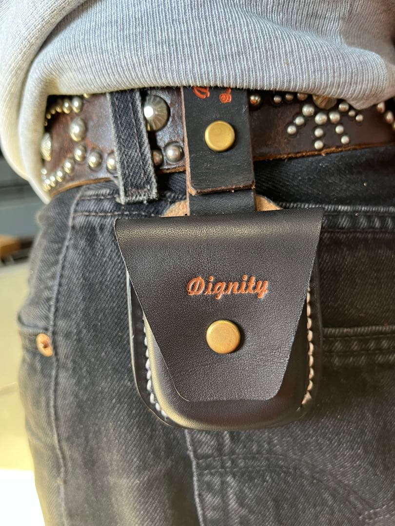 ハンドメイド　本革使用　キーケース　black&orenge