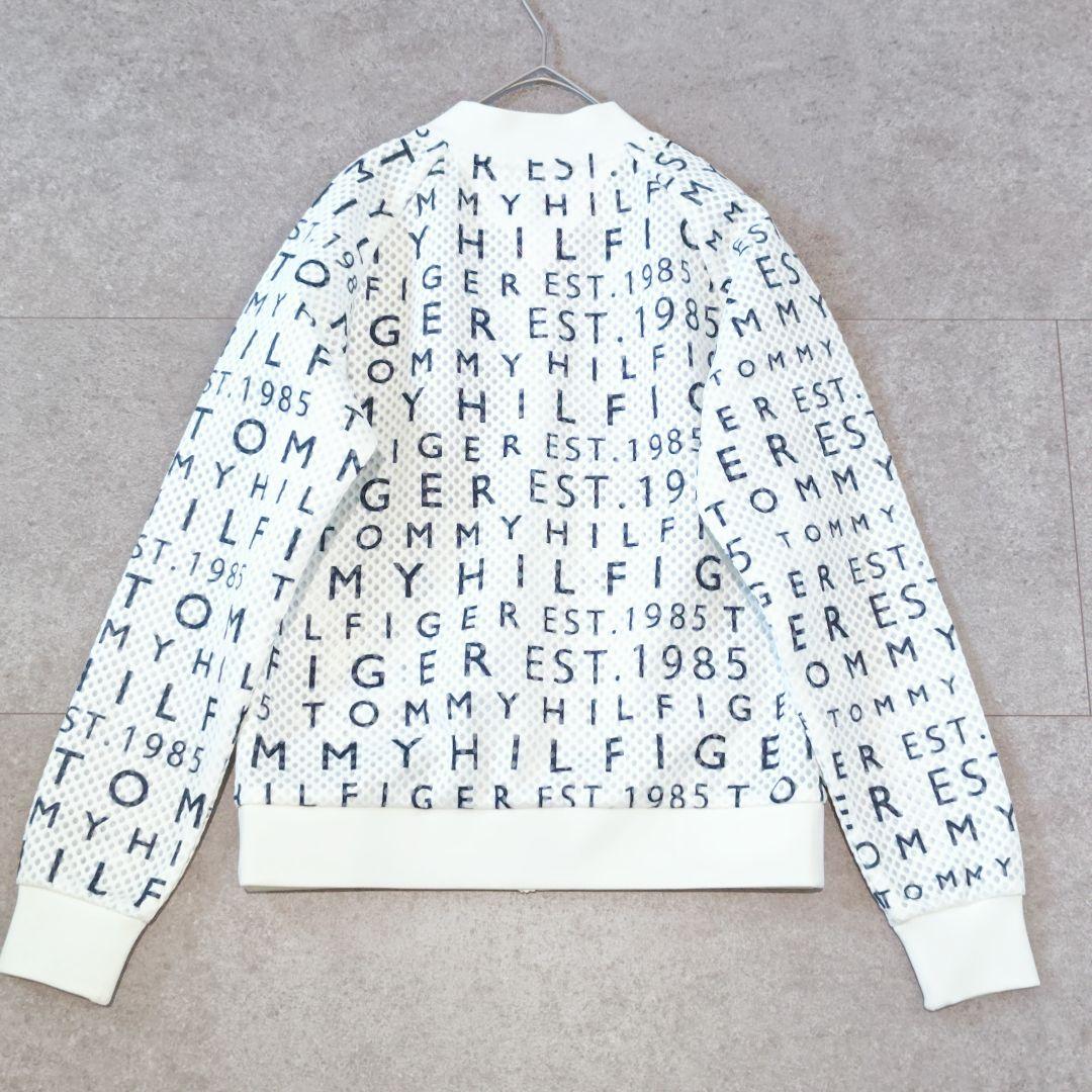 【トミーヒルフィガーゴルフ】ロゴ総柄メッシュブルゾン ジャンパー 袖リブ ゴルフ