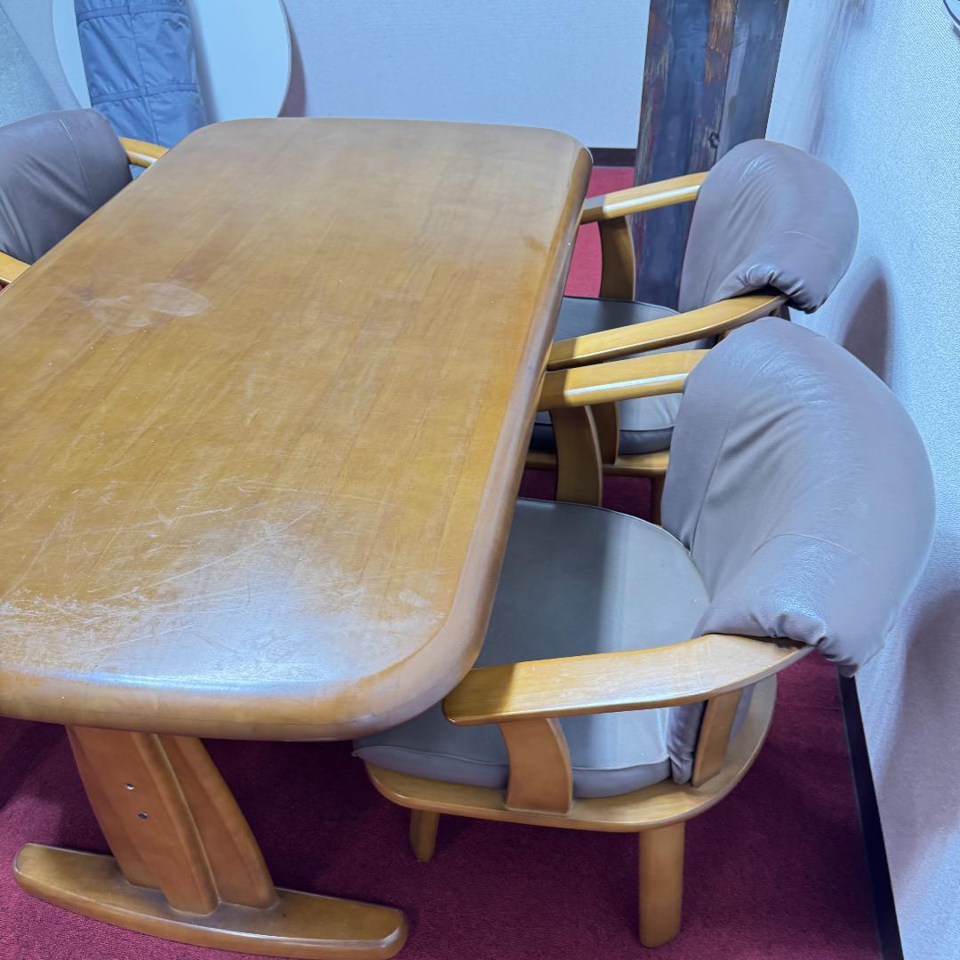 東京23区送料無料　ダイニング5点セット　回転椅子