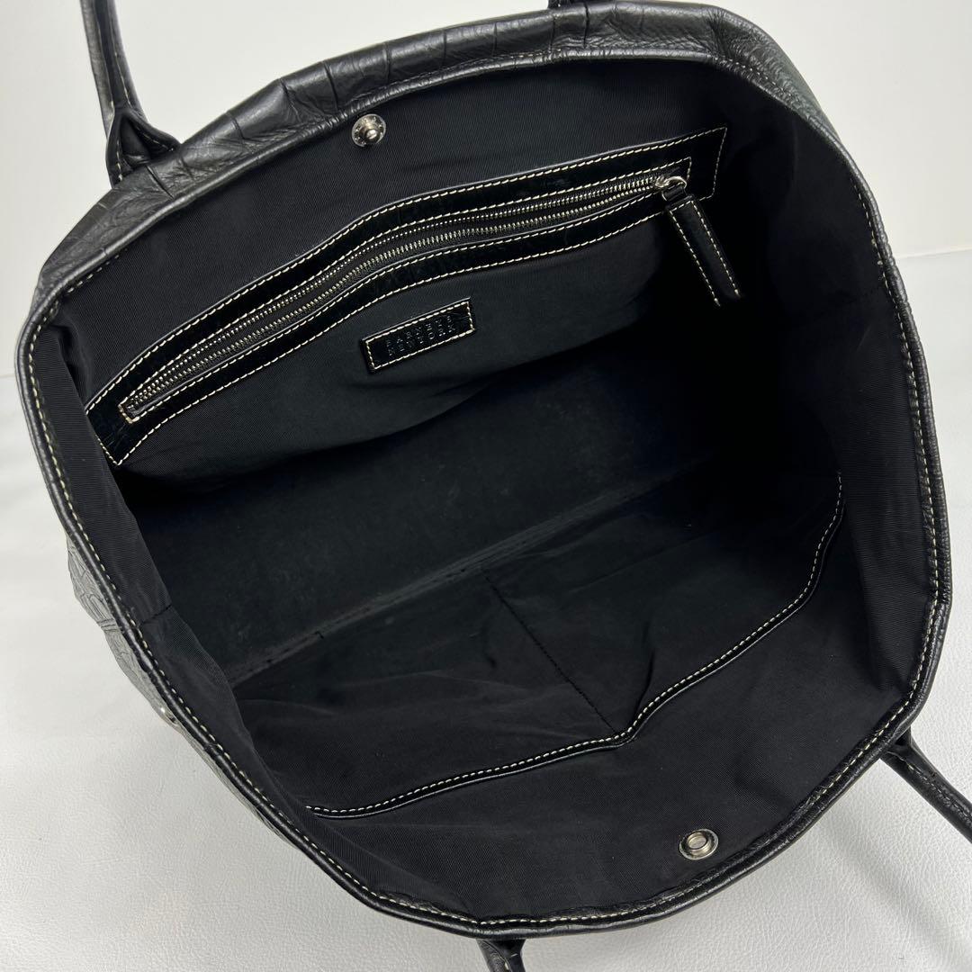 【クロコ型押し✨】 バーニーズニューヨーク レザー トートバッグ ビジネス 黒