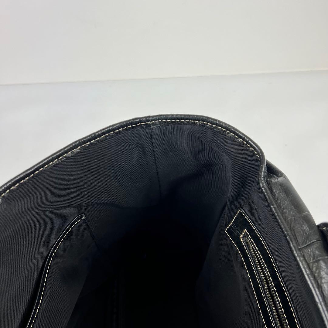 【クロコ型押し✨】 バーニーズニューヨーク レザー トートバッグ ビジネス 黒