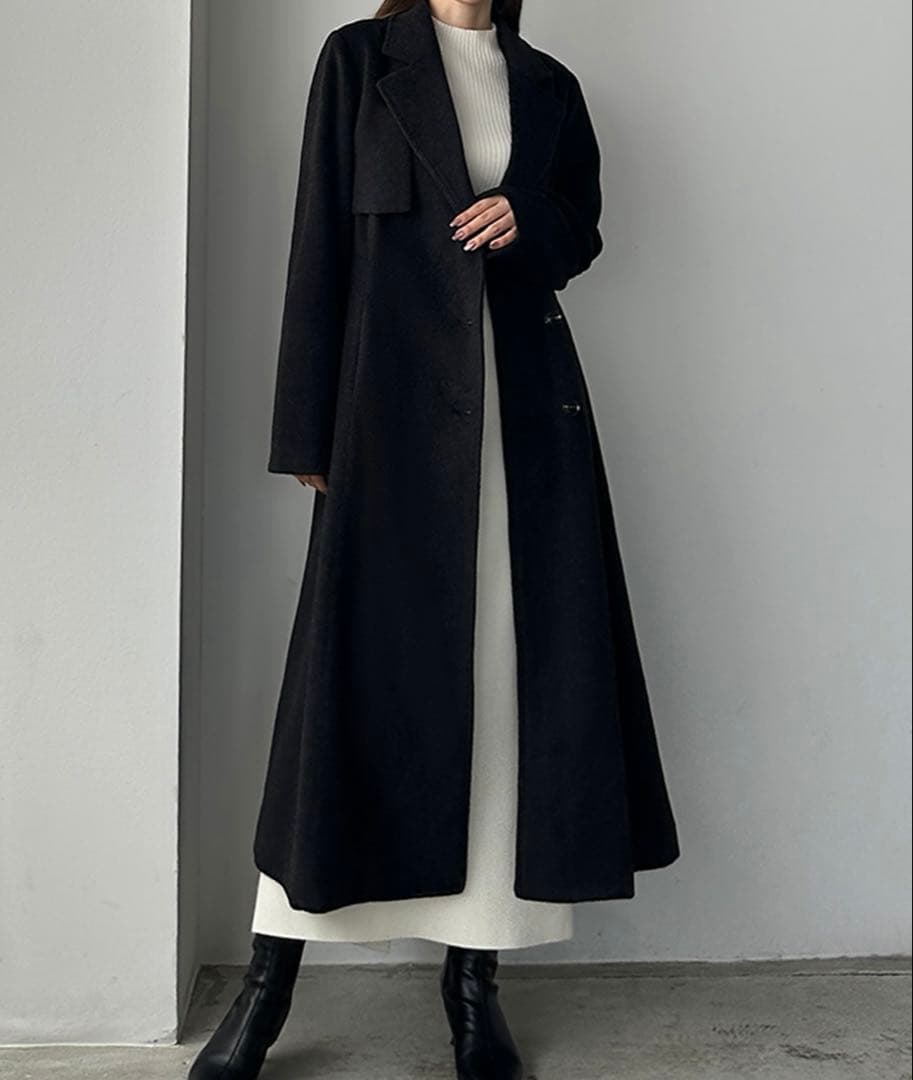 Louere ウエストシェイプフレアチェスターコート　Lサイズ