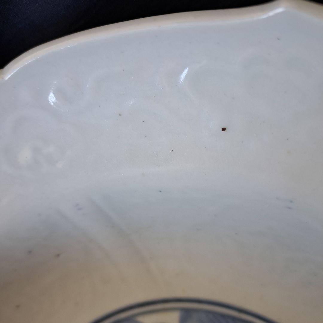 「古伊万里 無傷の大鉢(直径29cm) 龍と蝶の文様！」染付鉢 骨董アンティーク