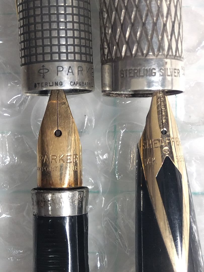 【胴体とキャップSterling、ペン先14K】刻印あり、万年筆２本まとめ売り