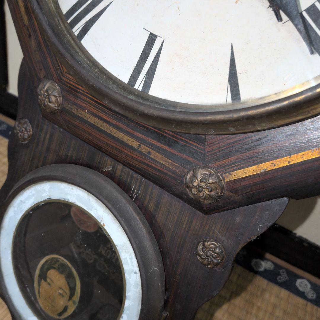 精工舎　稼働品　八角時計　鋲付き　ゼンマイ時計　振り子時計　アンティーク調