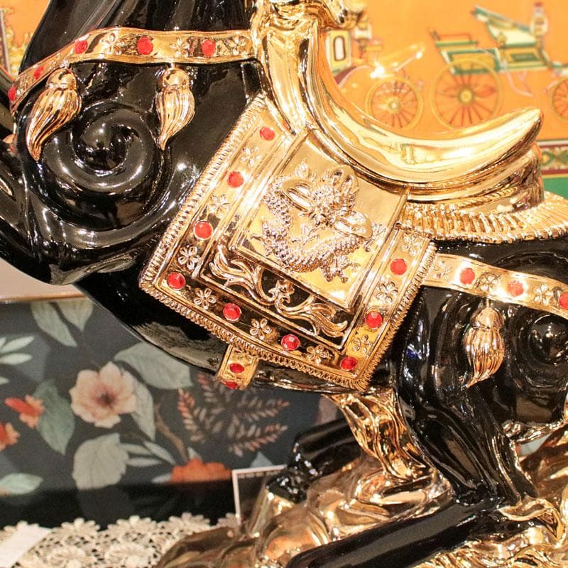 跳ね馬のオブジェ 大 黒馬 置物 風水 インテリア 113-354