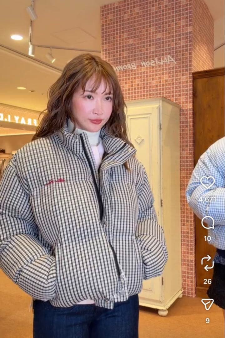 アリソンブラウン⭐︎CUDDLEGINGHAMCHECK PUFFERJACKET