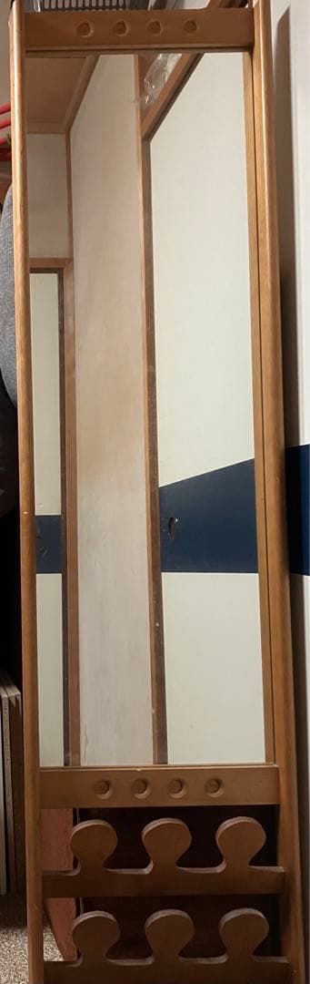 レトロアンティーク壁掛け鏡スリッパ収納付き