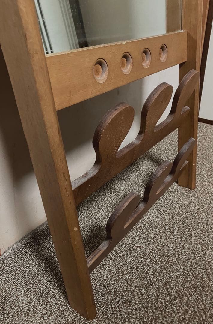 レトロアンティーク壁掛け鏡スリッパ収納付き