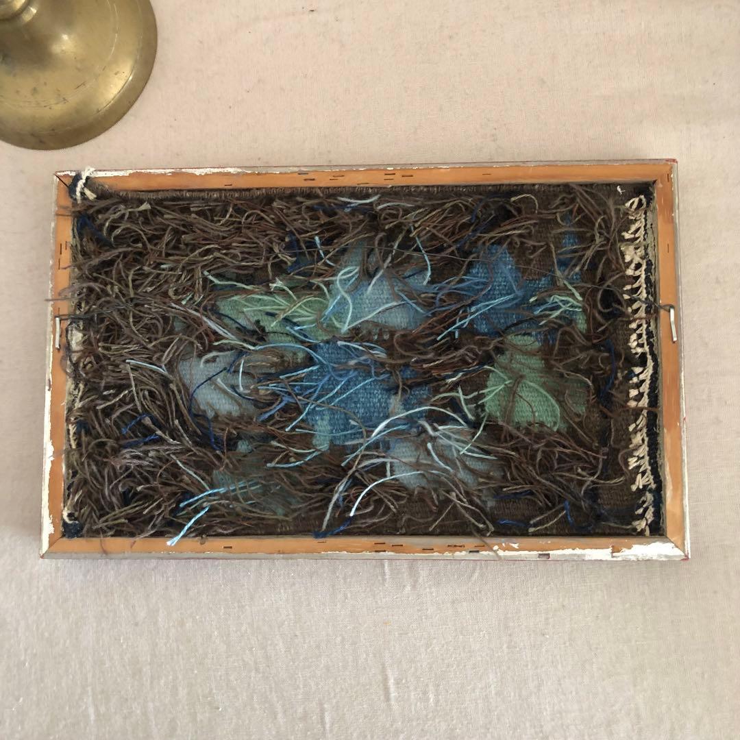 北欧　総刺繍　鳥の壁掛け　ハンドステッチ　アンティーク