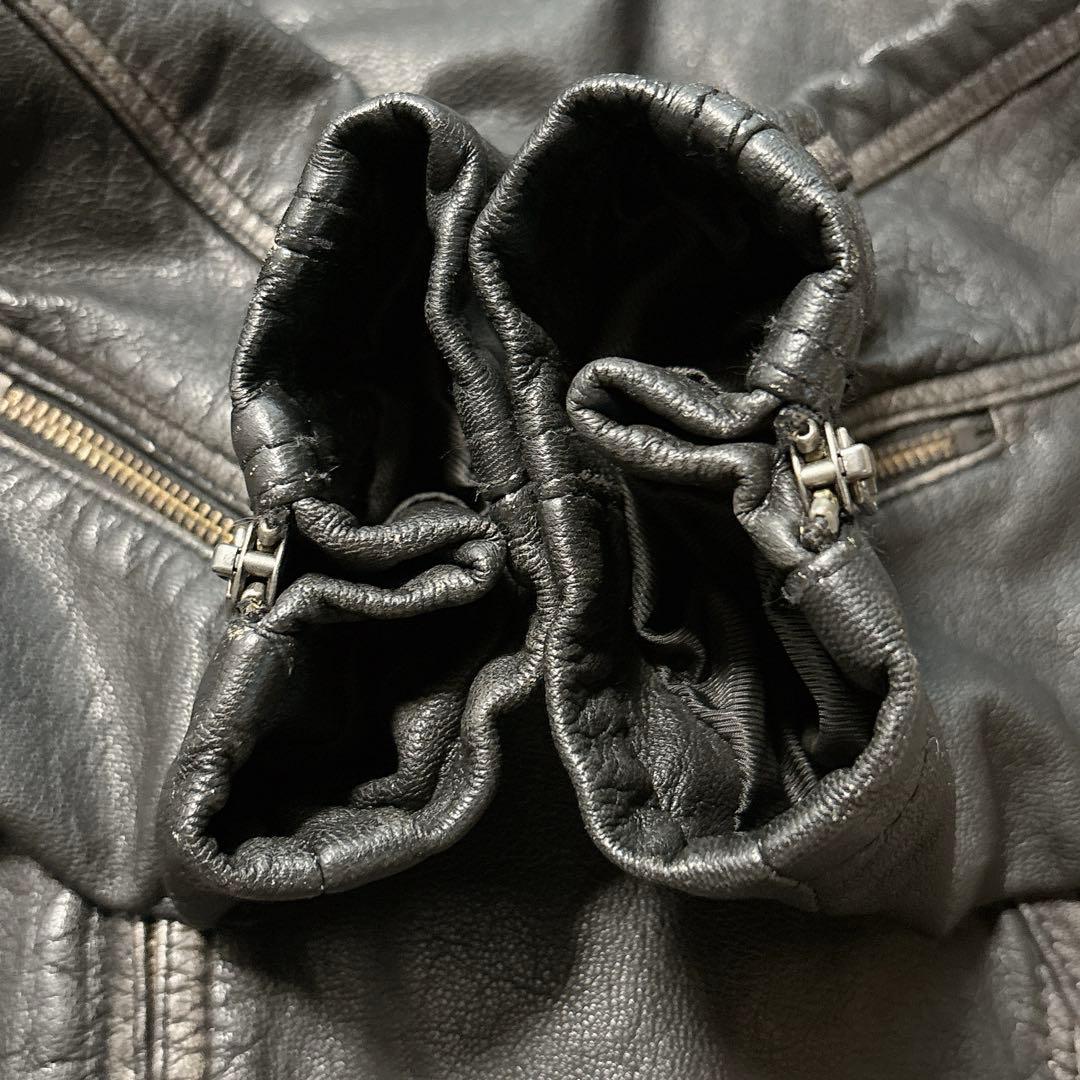 HARLEY-DAVIDSON シングルライダースジャケット L ワッペン 黒