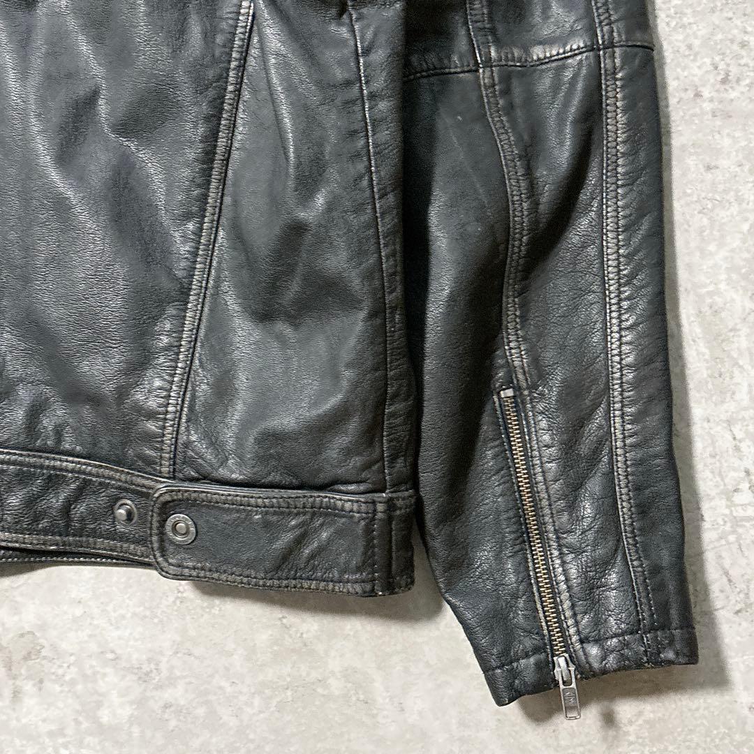 HARLEY-DAVIDSON シングルライダースジャケット L ワッペン 黒