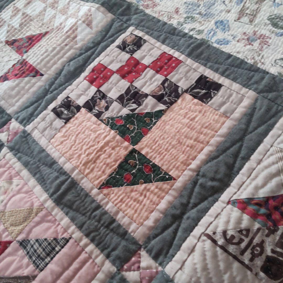 *49♦パッチワークキルト タペストリー★ハンドメイド★ヴィンテージ★レトロ